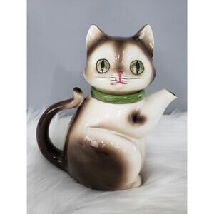 JAPANESE MID-20TH CENTURY VINT 1972 CMI LARGE CERAMIC CAT‎ FIGURE TEAPOT MCM
